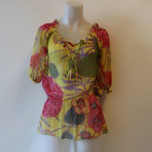 CHRONAS YELLOW PINK GREEN TOP M *